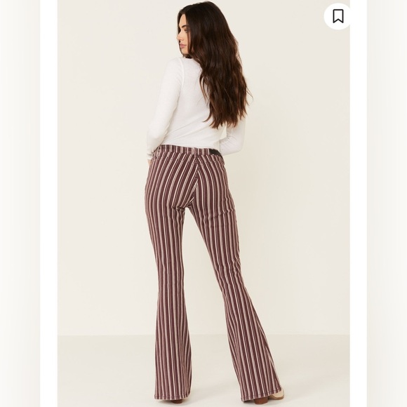 ROCK & ROLL DENIM WOMEN'S MAROON STRIPE FLARE JEANS 26 - Picture 6 of 8